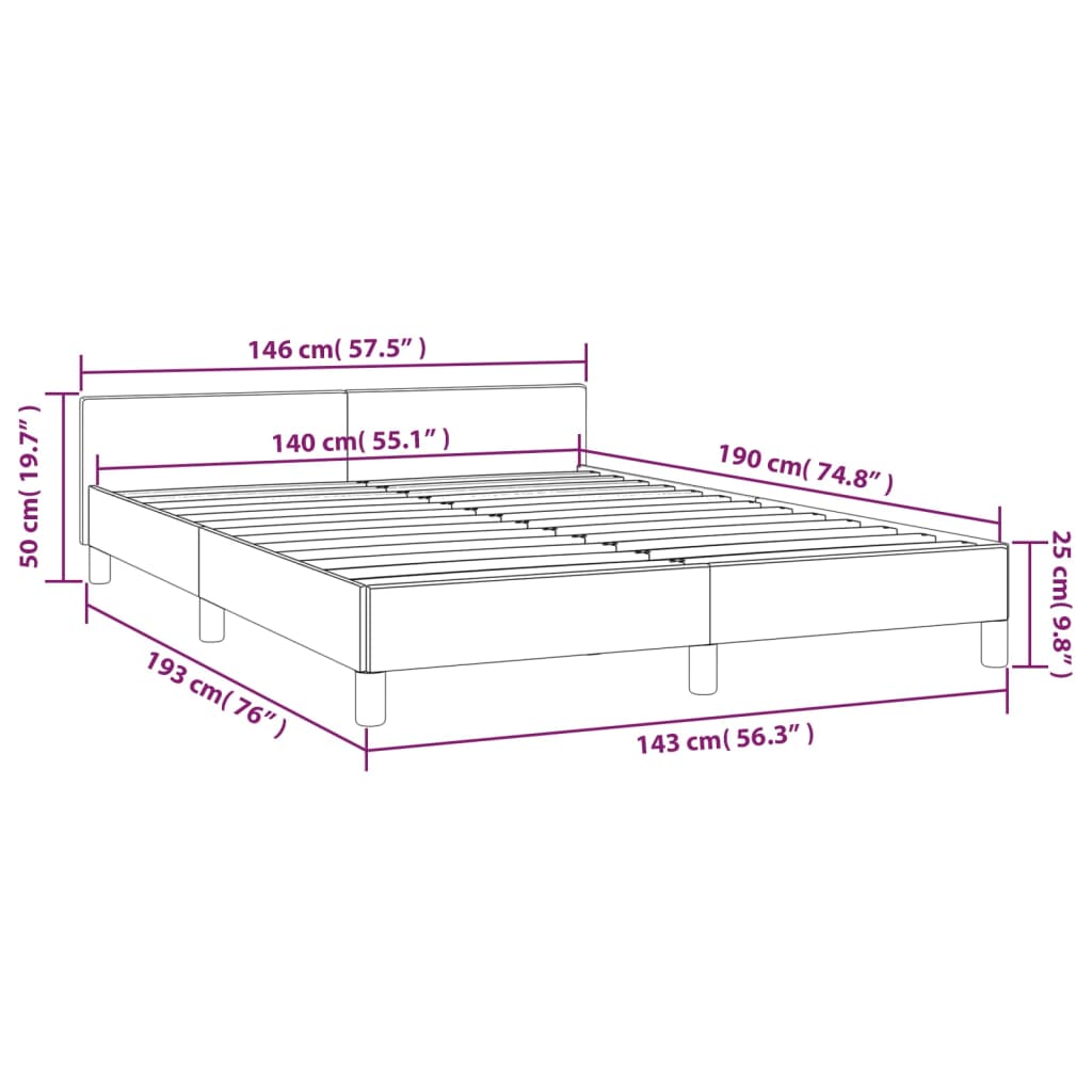 Bedframe met hoofdeinde fluweel lichtgrijs 140x190 cm