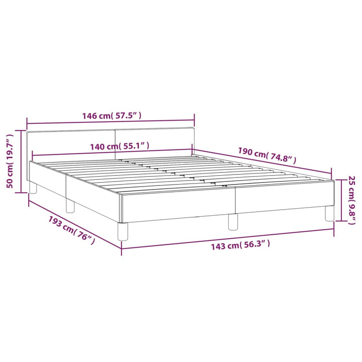 Bedframe met hoofdeinde fluweel lichtgrijs 140x190 cm