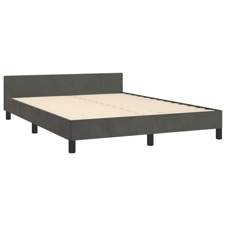 Bedframe met hoofdeinde fluweel donkergrijs 140x190 cm