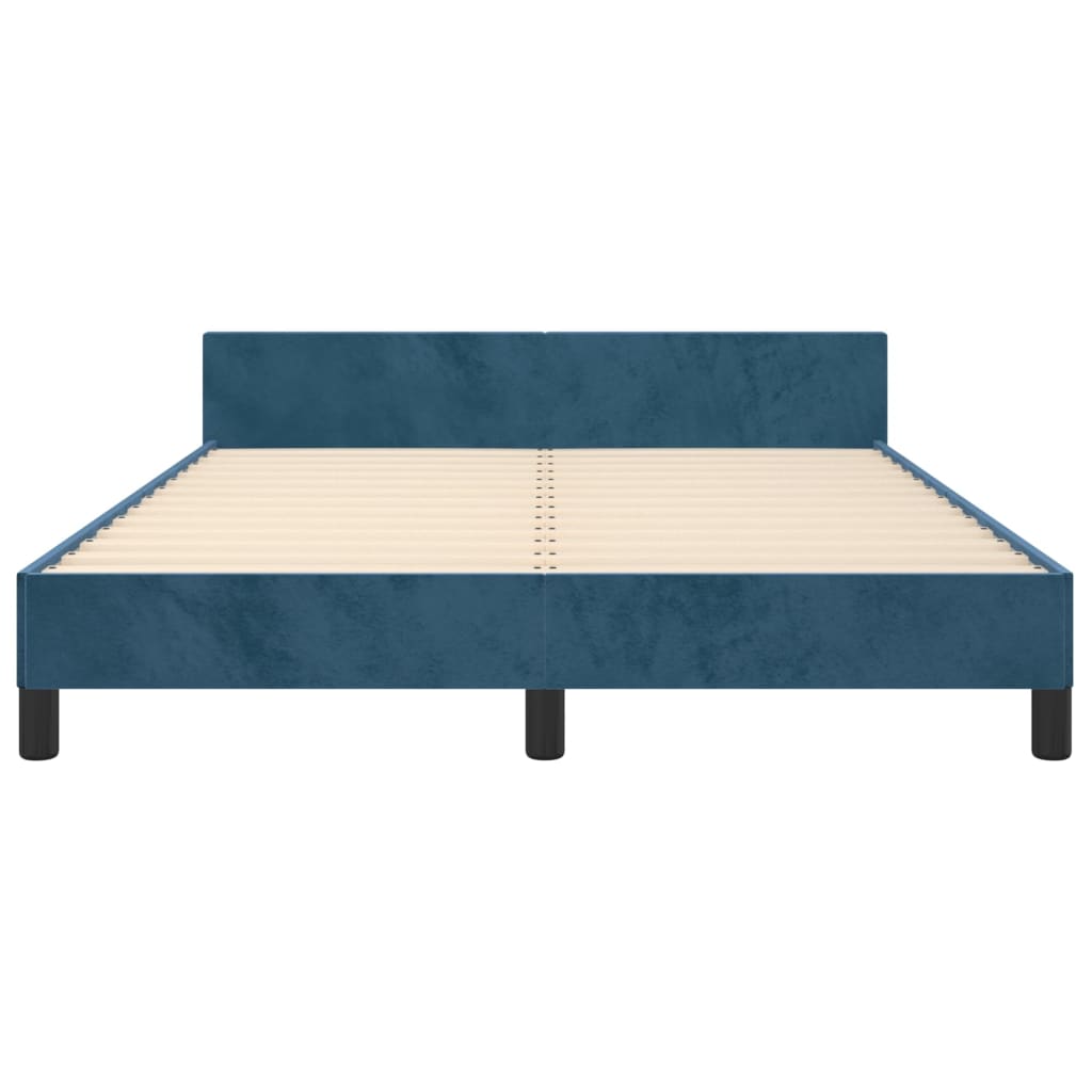 Bedframe met hoofdeinde fluweel donkerblauw 140x200 cm