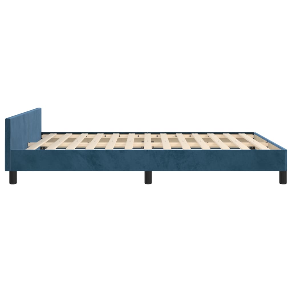 Bedframe met hoofdeinde fluweel donkerblauw 140x200 cm