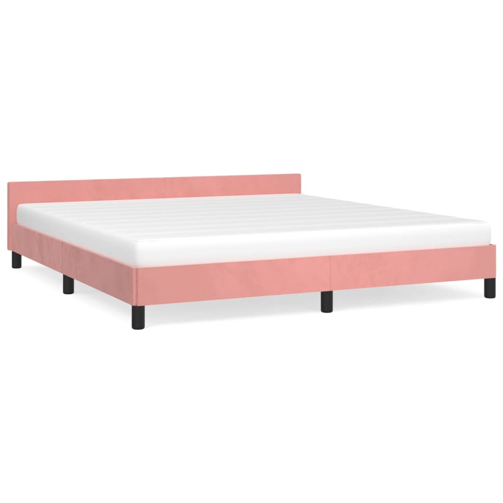 Bedframe met hoofdeinde fluweel roze 160x200 cm