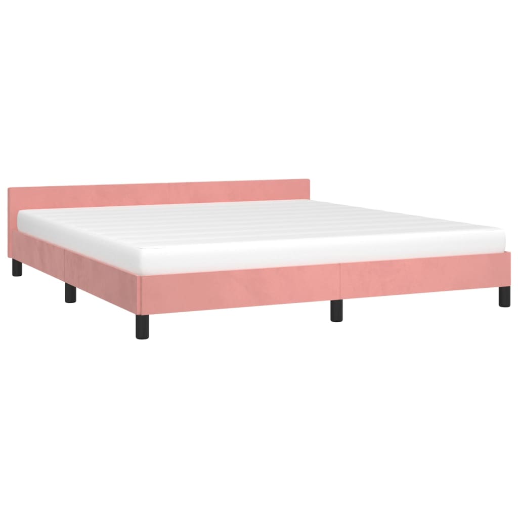 Bedframe met hoofdeinde fluweel roze 160x200 cm