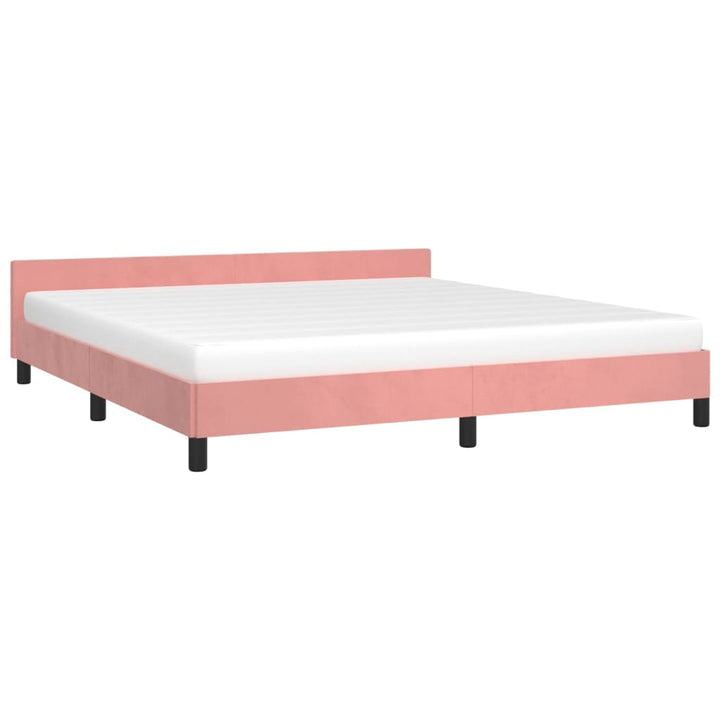 Bedframe met hoofdeinde fluweel roze 160x200 cm