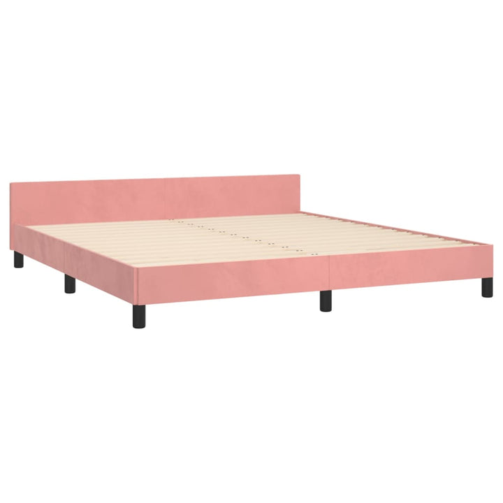 Bedframe met hoofdeinde fluweel roze 160x200 cm