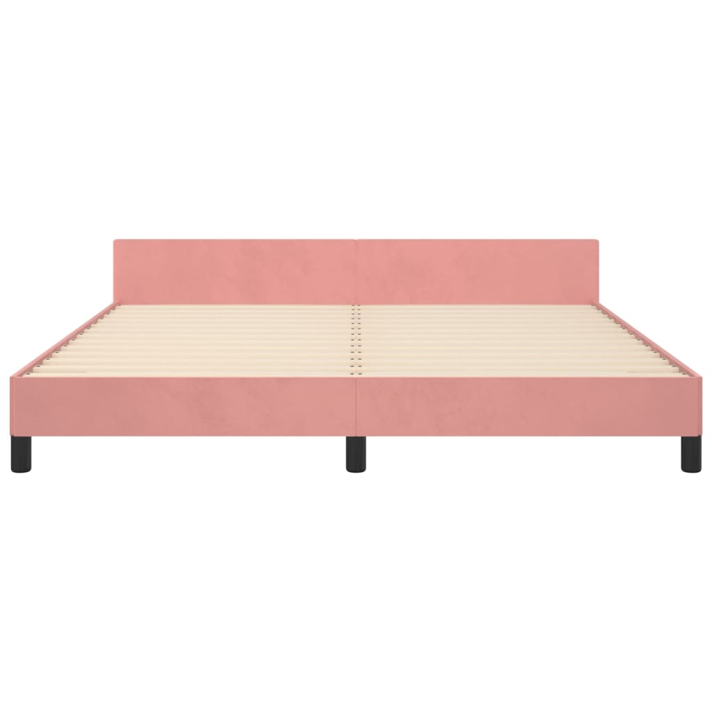 Bedframe met hoofdeinde fluweel roze 160x200 cm