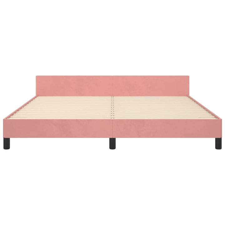 Bedframe met hoofdeinde fluweel roze 160x200 cm