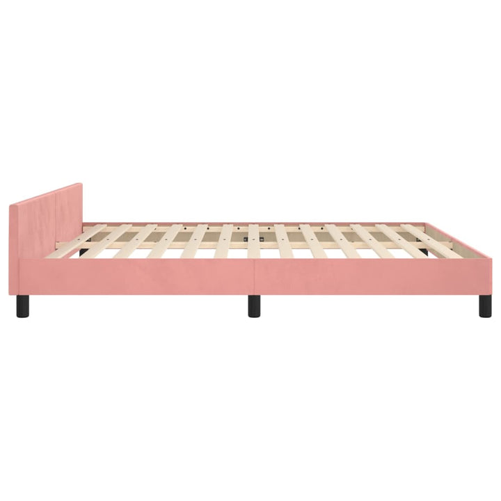 Bedframe met hoofdeinde fluweel roze 160x200 cm