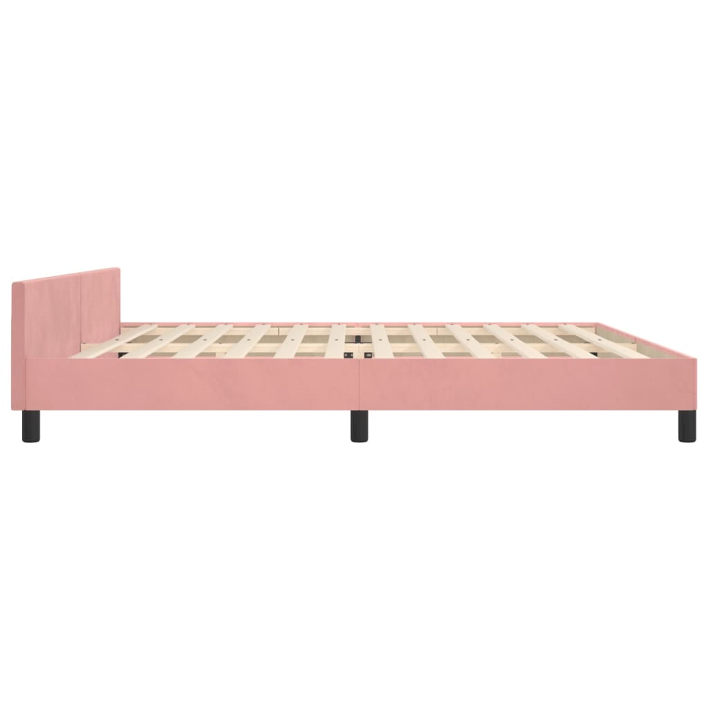 Bedframe met hoofdeinde fluweel roze 200x200 cm
