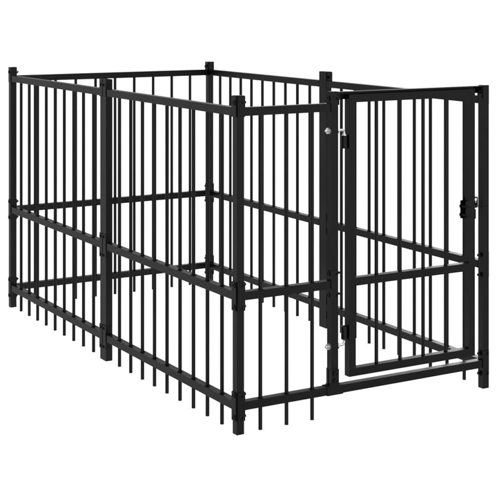 Hondenkennel 193,5x97x100 cm staal zwart