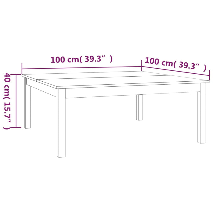 Salontafel 100x100x40 cm massief grenenhout grijs