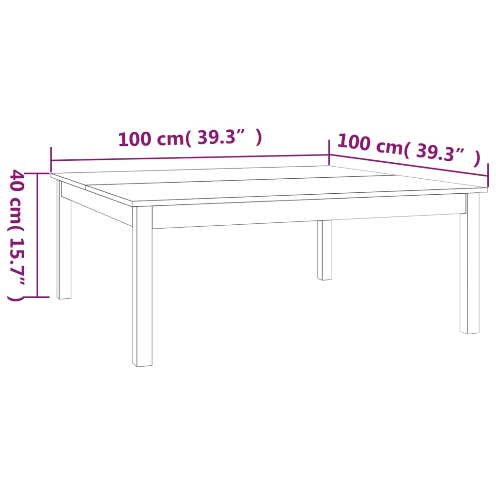 Salontafel 100x100x40 cm massief grenenhout honingbruin