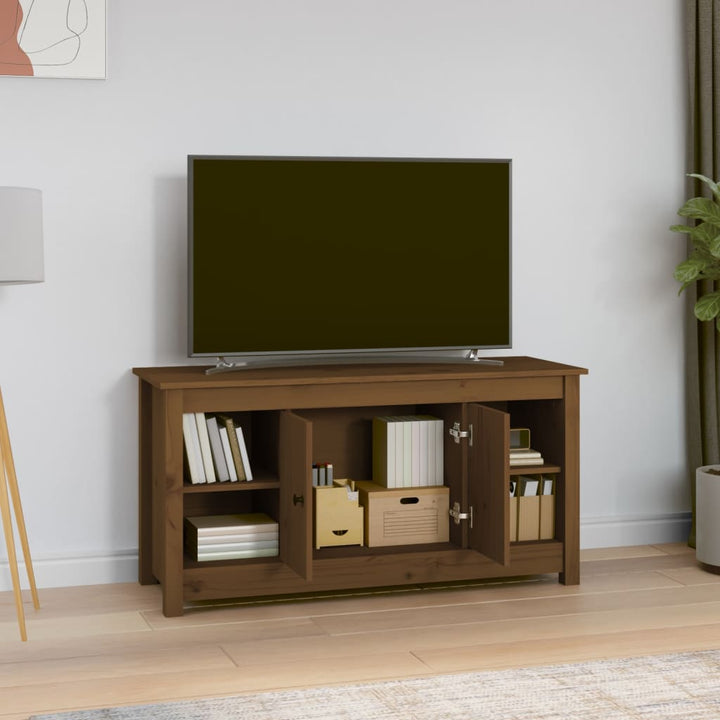Tv-meubel 103x36,5x52 cm massief grenenhout honingbruin