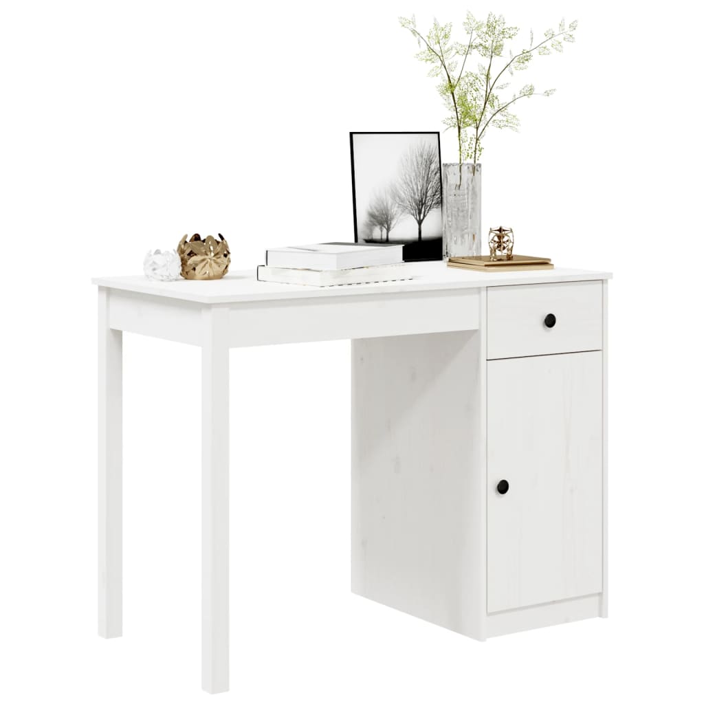 Bureau 100x50x75 cm massief grenenhout wit