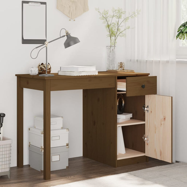 Bureau 100x50x75 cm massief grenenhout honingbruin