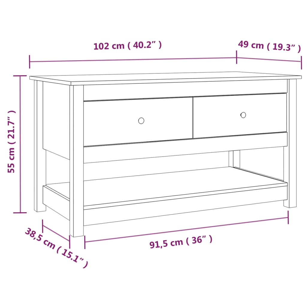 Salontafel 102x49x55 cm massief grenenhout grijs