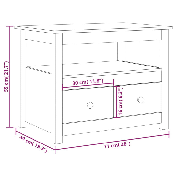 Salontafel 71x49x55 cm massief grenenhout grijs