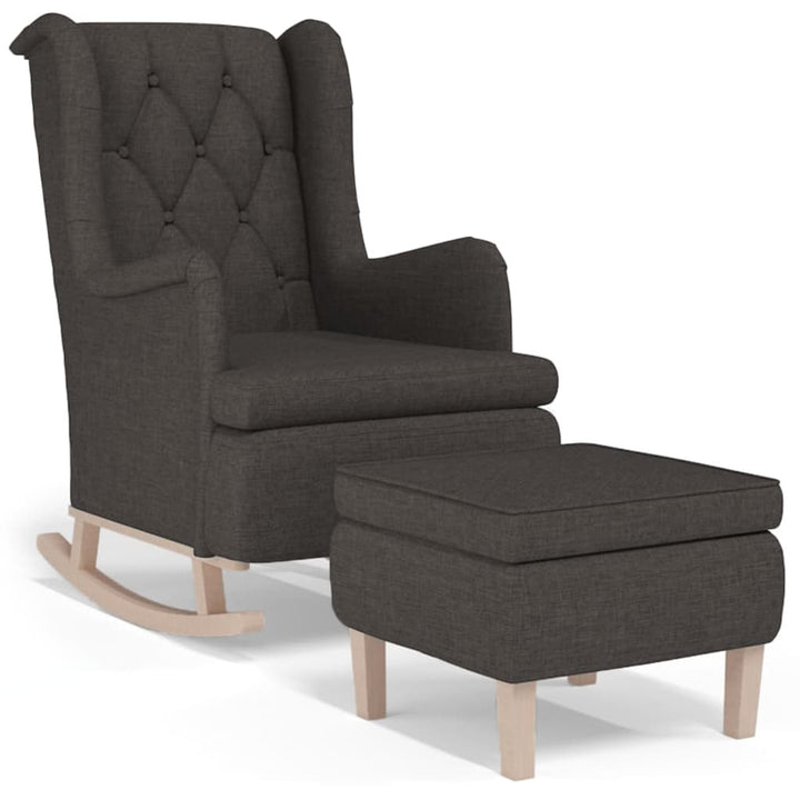 Fauteuil met schommelpoten en voetenbank stof donkergrijs