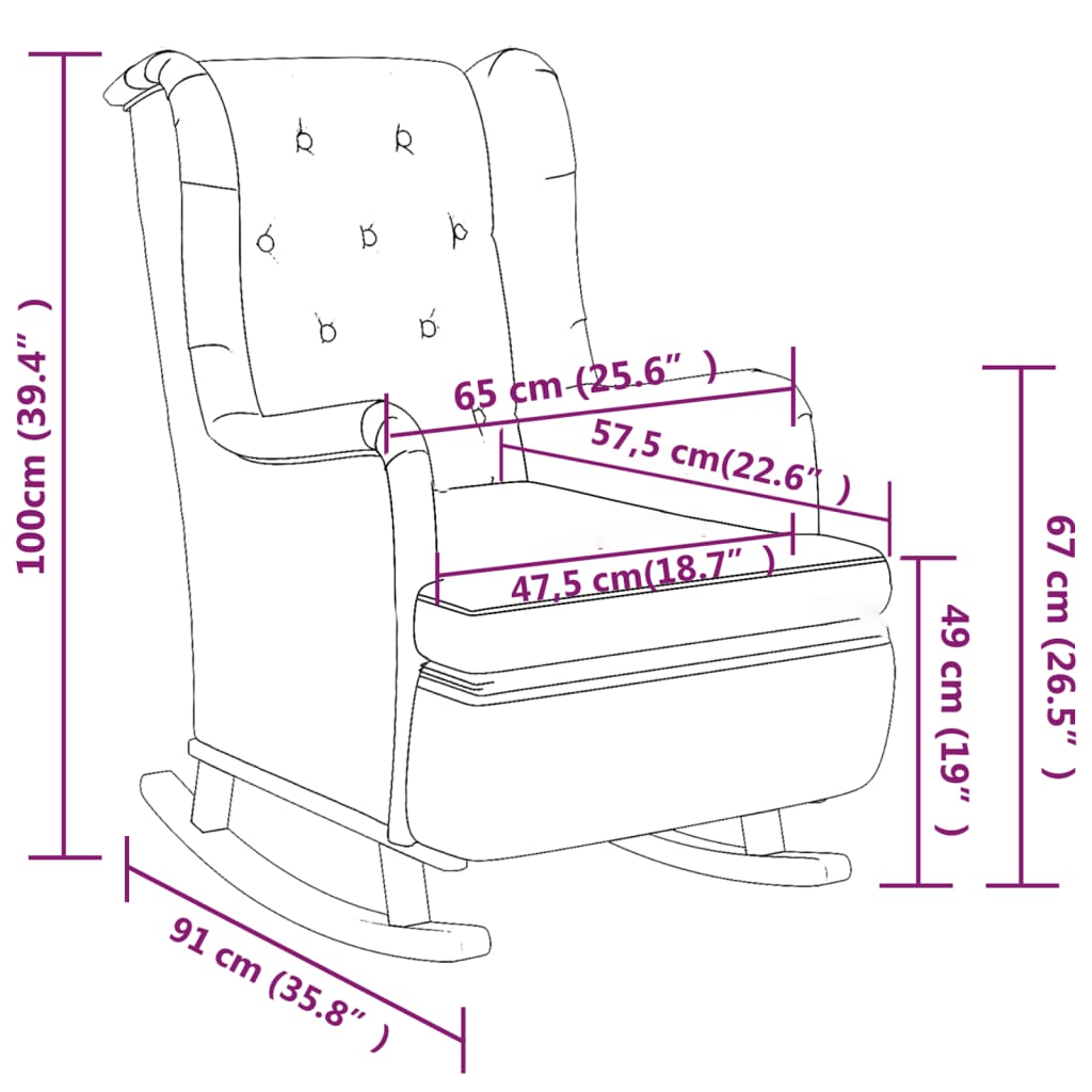 Fauteuil met schommelpoten en voetenbank stof donkergrijs