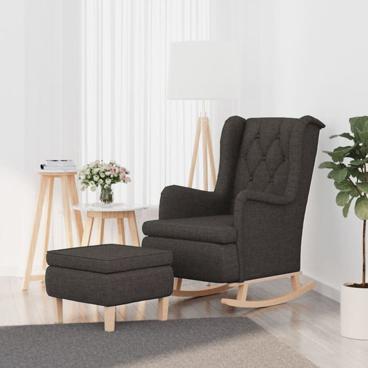 Fauteuil met schommelpoten en voetenbank stof donkergrijs