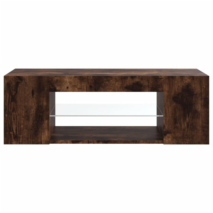 Tv-meubel met LED-verlichting 90x39x30 cm gerookt eikenkleurig