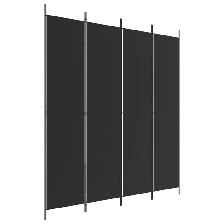 Kamerscherm met 4 panelen 200x220 cm stof zwart