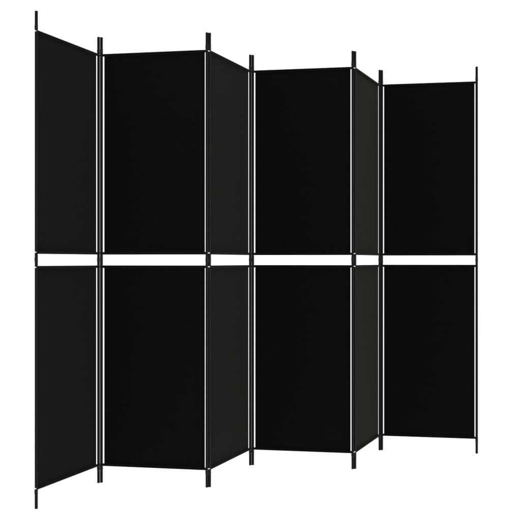 Kamerscherm met 6 panelen 300x200 cm stof zwart