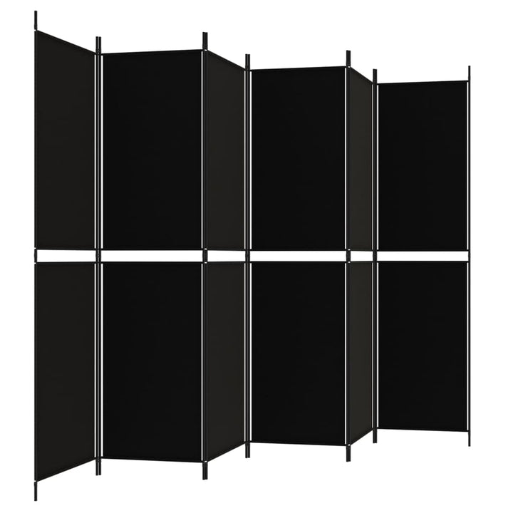 Kamerscherm met 6 panelen 300x200 cm stof zwart