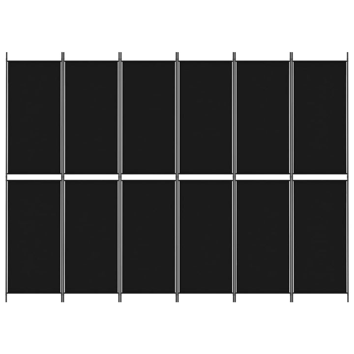 Kamerscherm met 6 panelen 300x220 cm stof zwart