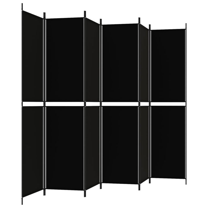 Kamerscherm met 6 panelen 300x220 cm stof zwart