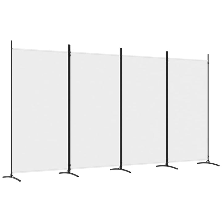 Kamerscherm met 4 panelen 346x180 cm stof wit
