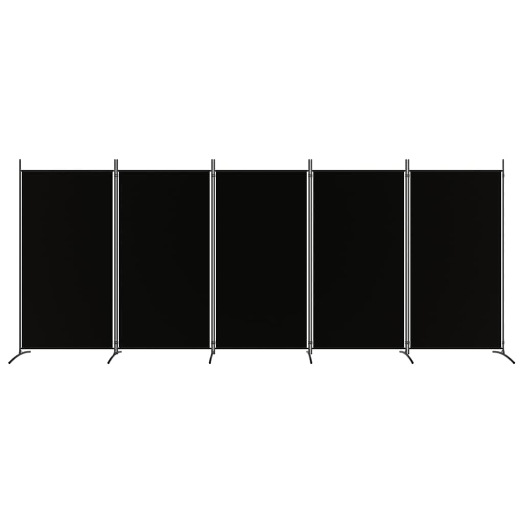 Kamerscherm met 5 panelen 433x180 cm stof zwart
