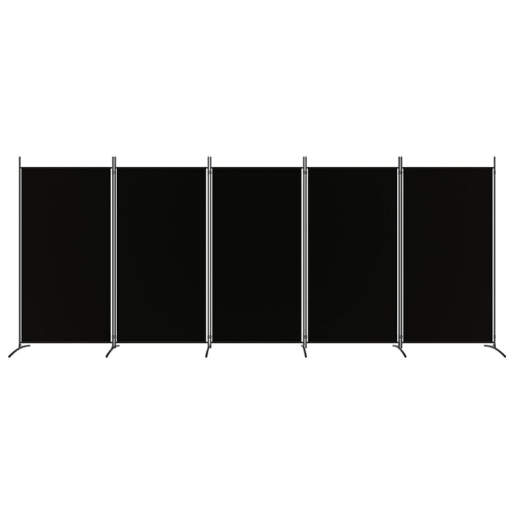 Kamerscherm met 5 panelen 433x180 cm stof zwart