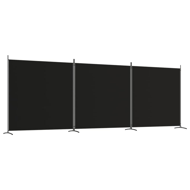 Kamerscherm met 3 panelen 525x180 cm stof zwart
