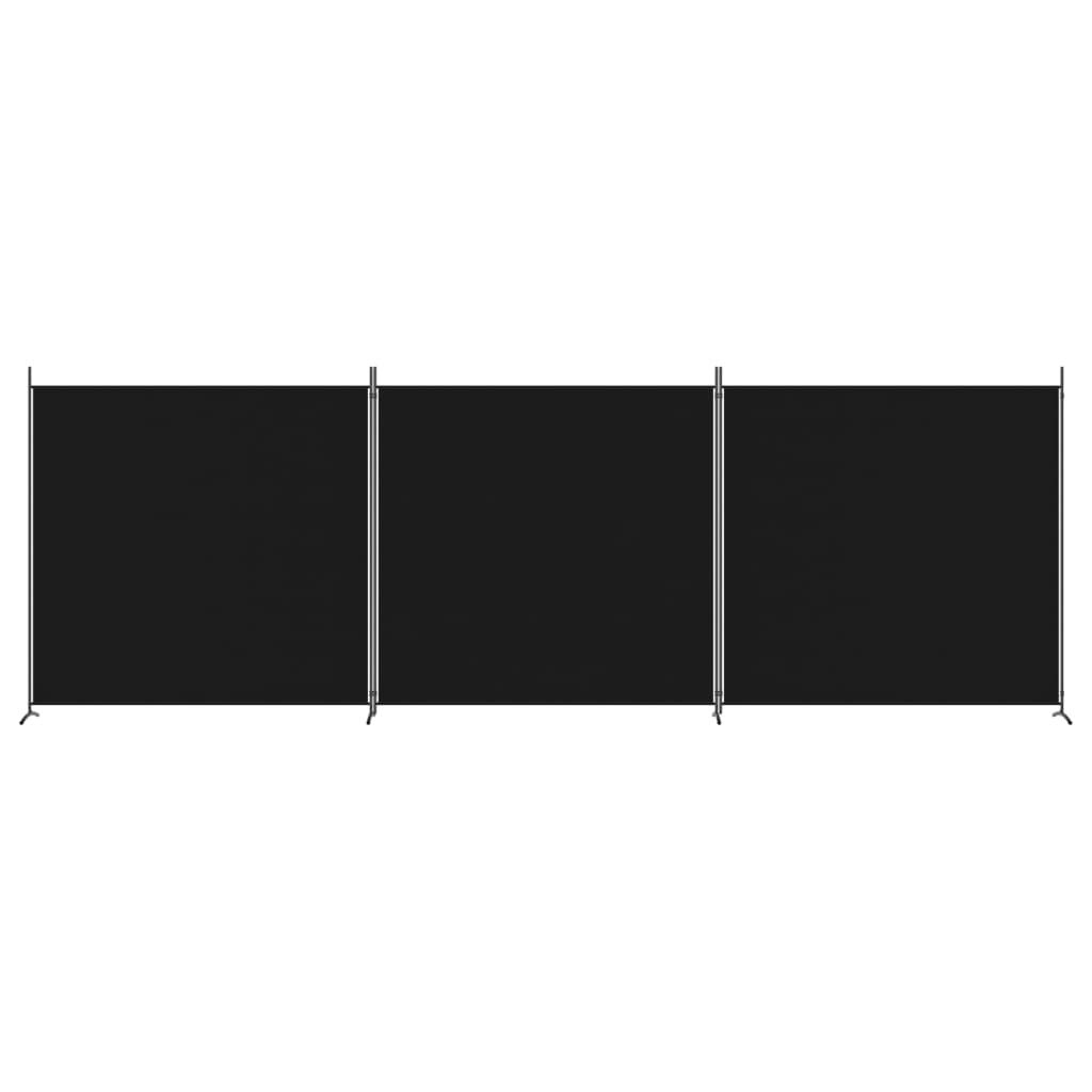 Kamerscherm met 3 panelen 525x180 cm stof zwart
