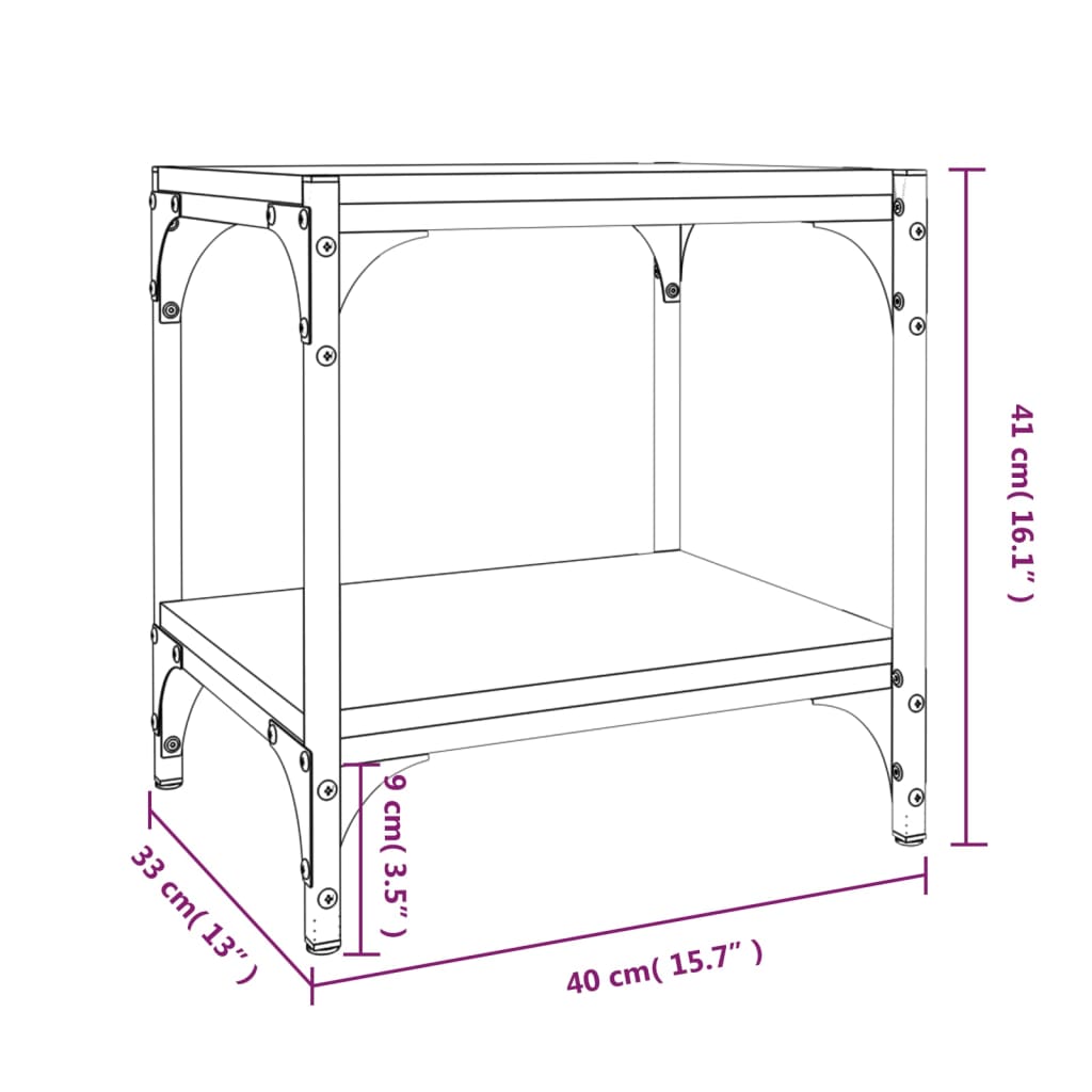 Tv-meubel 40x33x41 cm bewerkt hout en staal zwart