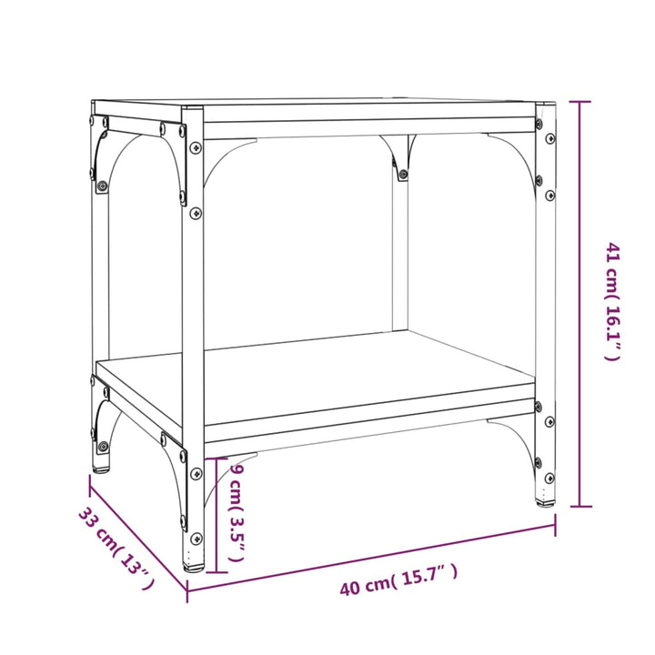 Tv-meubel 40x33x41 cm bewerkt hout en staal zwart