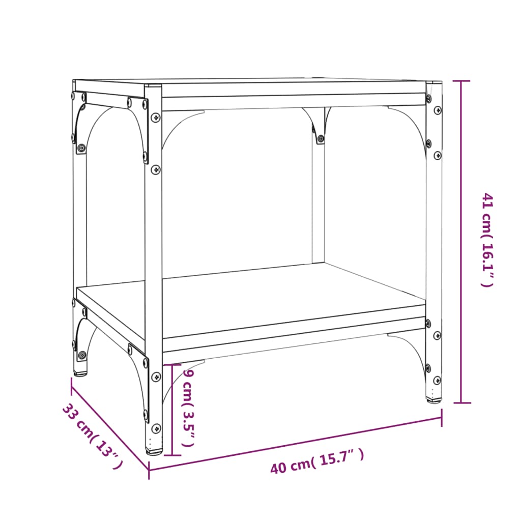 Tv-meubel 40x33x41 cm bewerkt hout en staal sonoma eikenkleurig