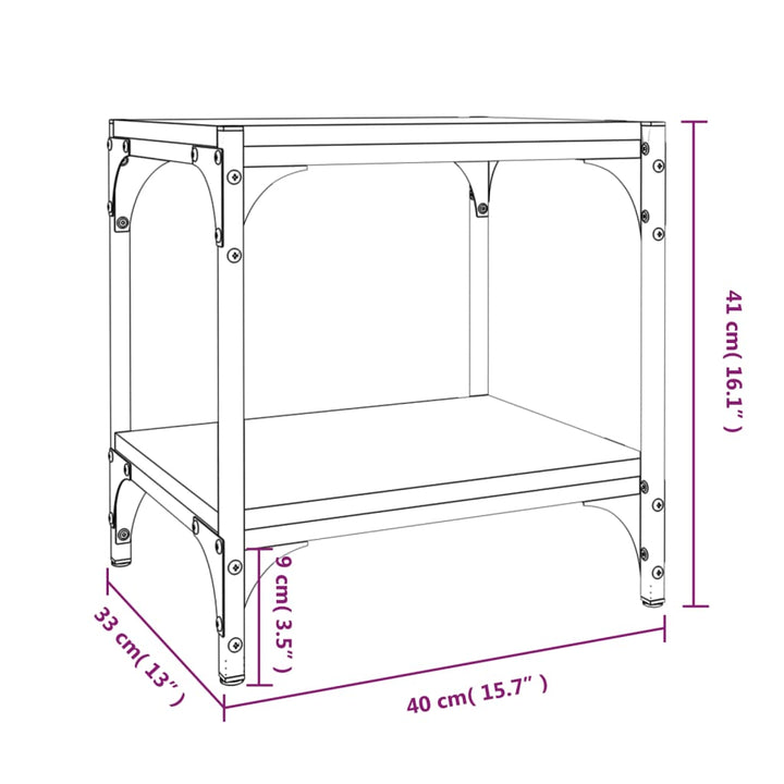 Tv-meubel 40x33x41 cm bewerkt hout en staal sonoma eikenkleurig