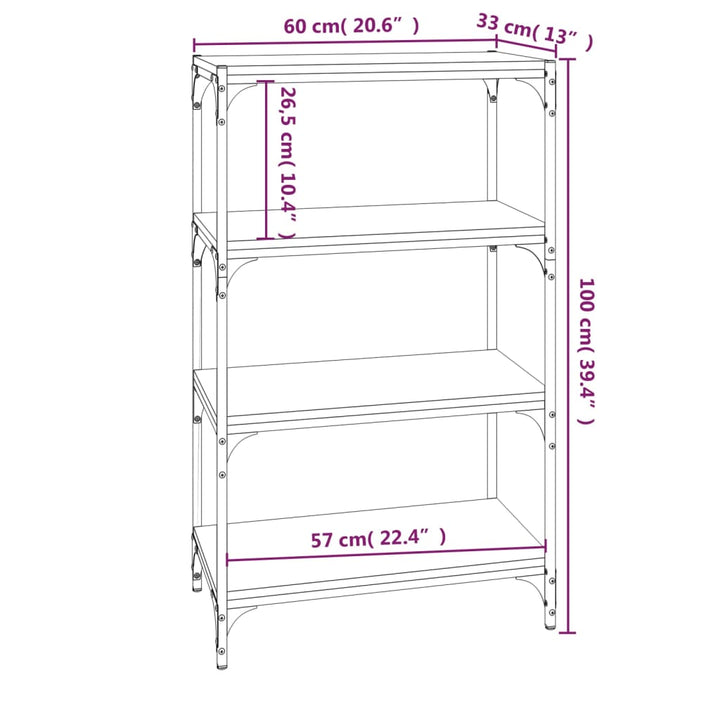 Boekenkast 60x33x100 cm bewerkt hout en staal bruineikenkleur