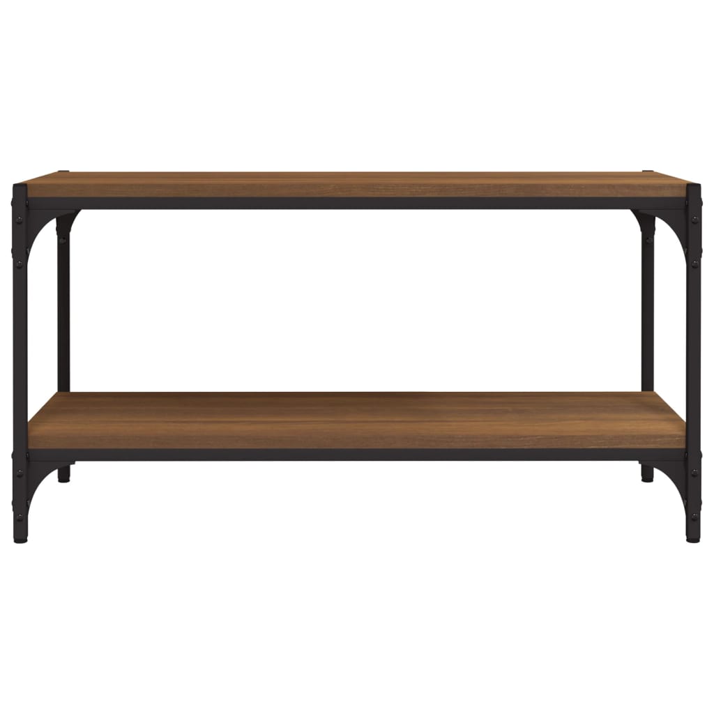 Tv-meubel 80x33x41 cm bewerkt hout en staal bruinikenkleurig