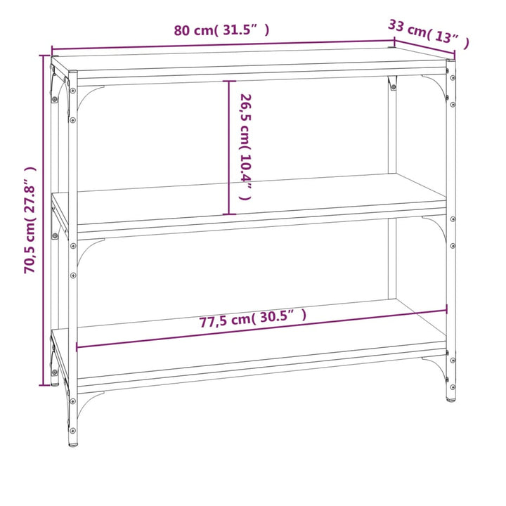 Boekenkast 80x33x70,5 cm bewerkt hout en staal zwart