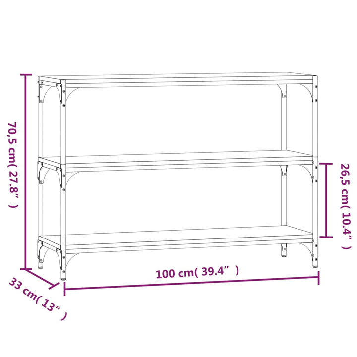 Boekenkast 100x33x70,5 cm bewerkt hout en staal zwart