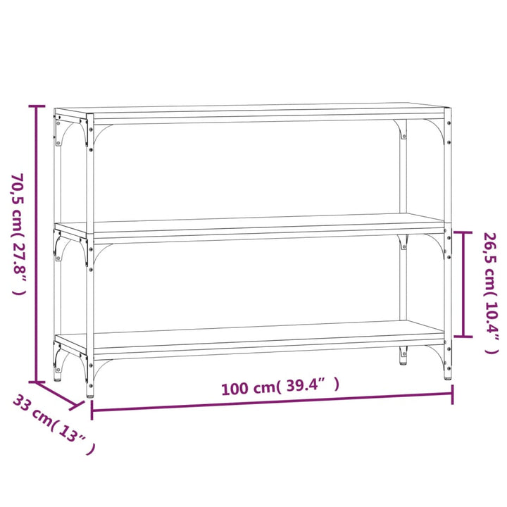 Boekenkast 100x33x70,5 cm bewerkt hout en staal bruineikenkleur