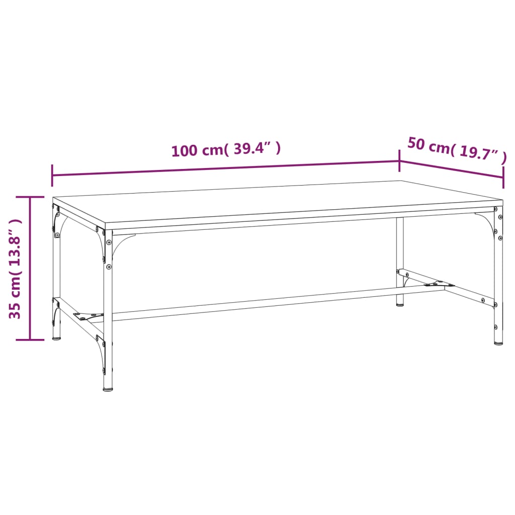 Salontafel 100x50x35 cm bewerkt hout sonoma eikenkleurig