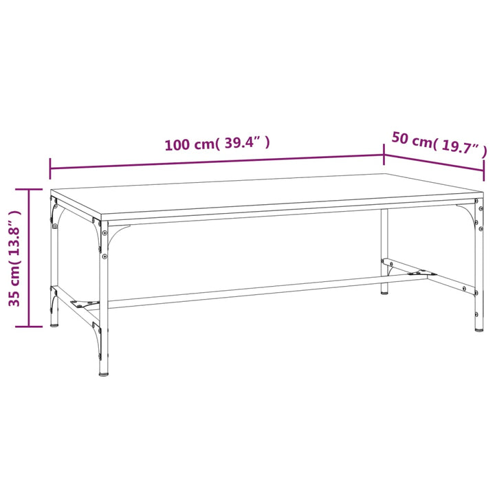 Salontafel 100x50x35 cm bewerkt hout sonoma eikenkleurig