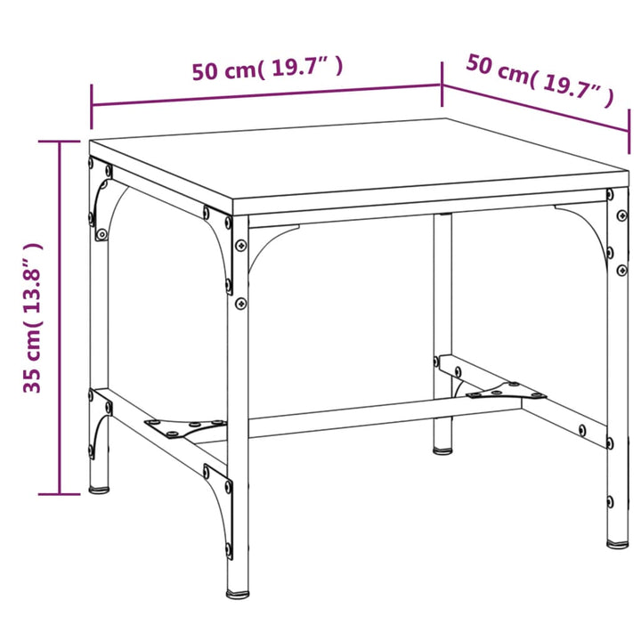 Salontafel 50x50x35 cm bewerkt hout gerookt eikenkleurig