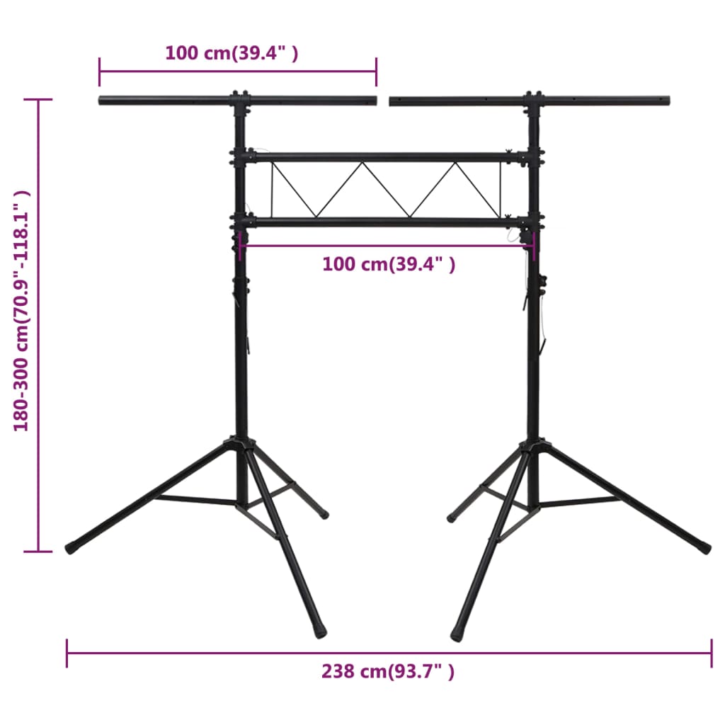 Lichtstatief 238x115x(180-300) cm staal