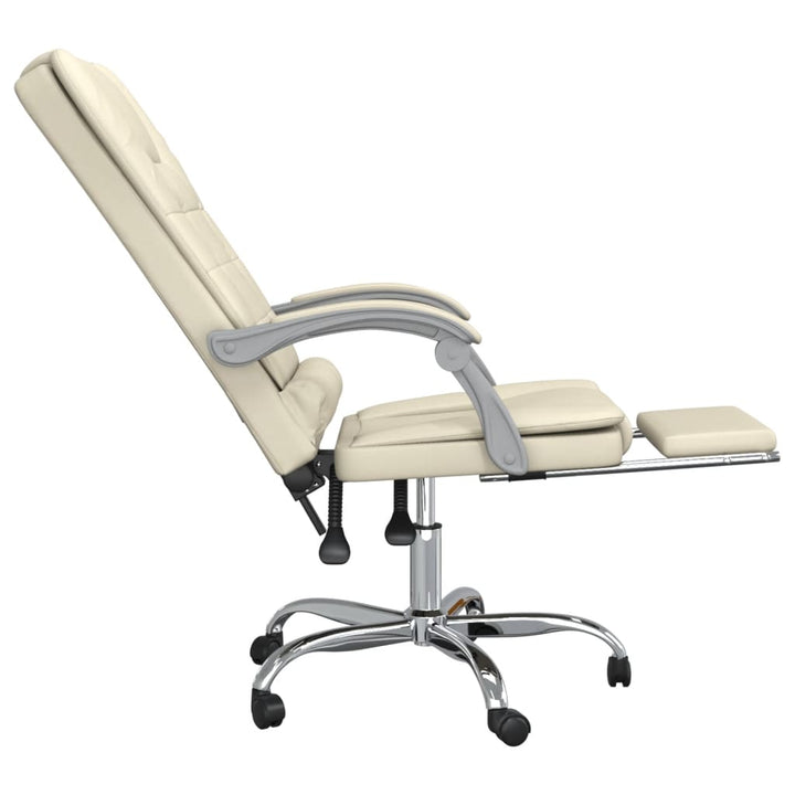 Kantoorstoel massage verstelbaar kunstleer crèmekleurig