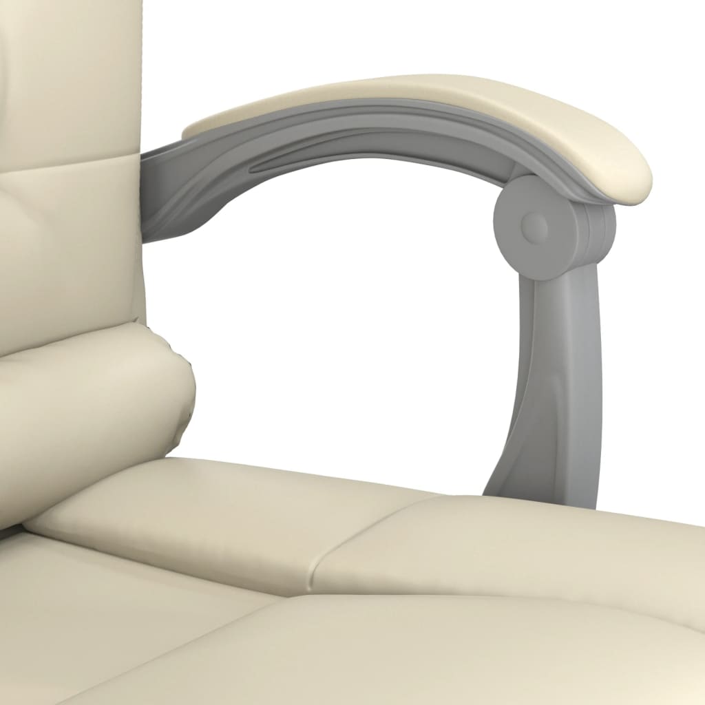 Kantoorstoel massage verstelbaar kunstleer crèmekleurig